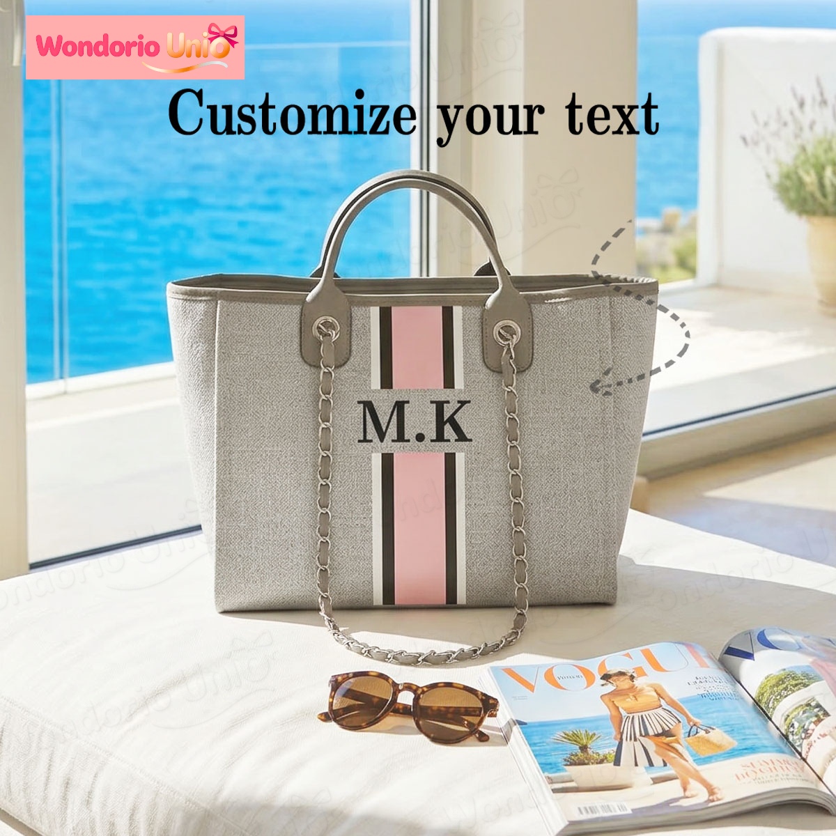 Embroidery Initials Designs - Gepersonaliseerde canvas tas met monogram, op