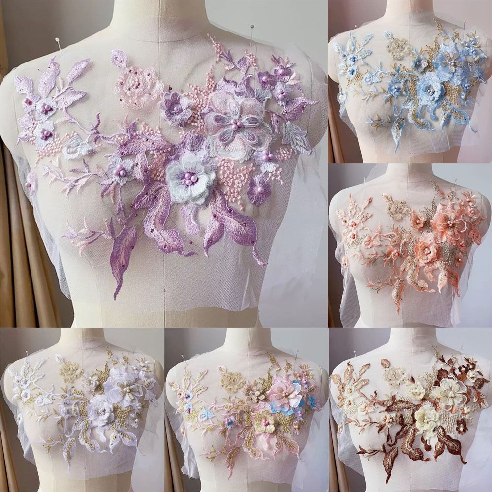 Embroidery Flower Pattern - 3D bloemen kralen kant stoffen applique