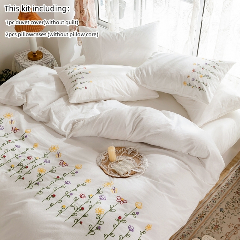 Embroidery Quilt Cover - 3-delige geborduurde dekbedovertrekset (1 * dekbedovertrek