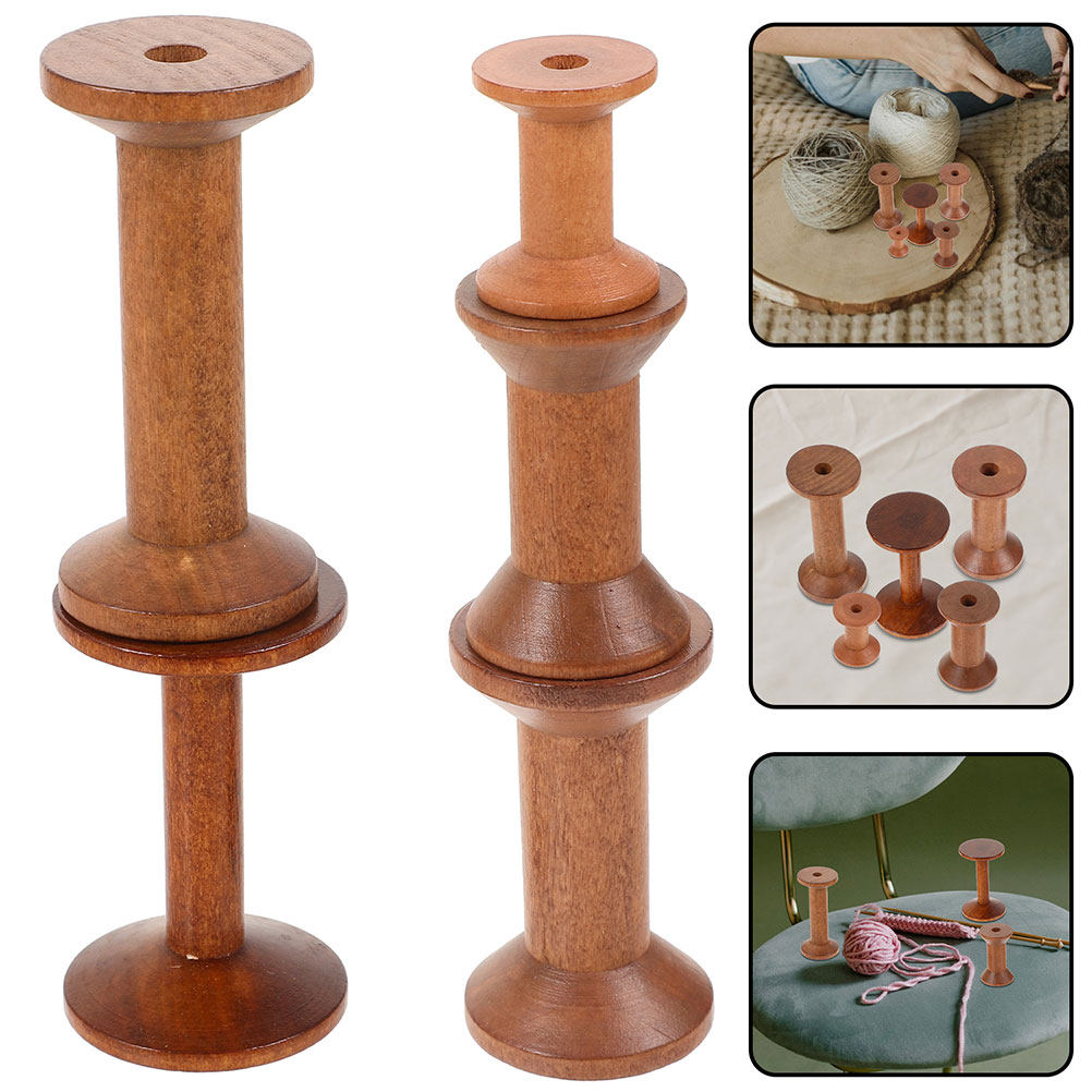 Embroidery Thread Yarn - 7-delige houten draadspoelen, vintage lege houten