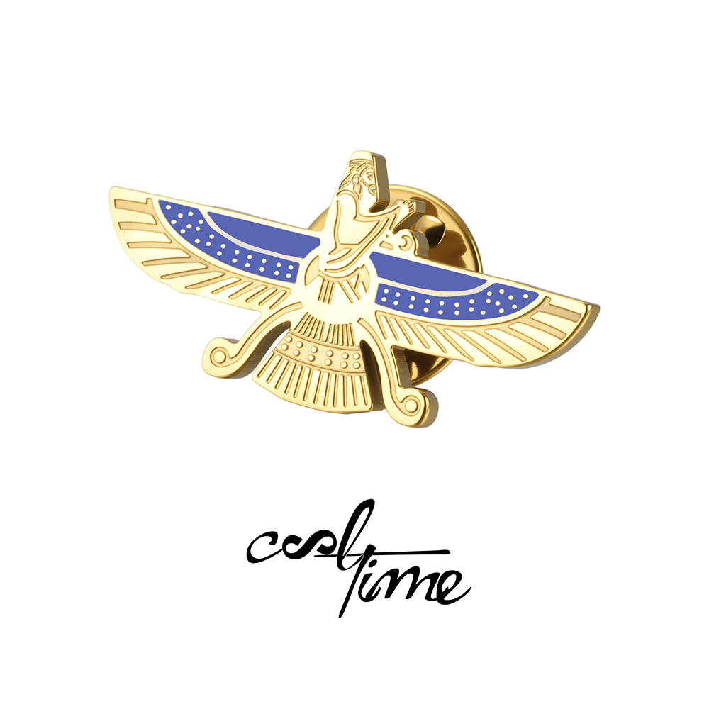 Embroidery Icon - CoolTime Faravahar Pin Badge Blauw Emaille