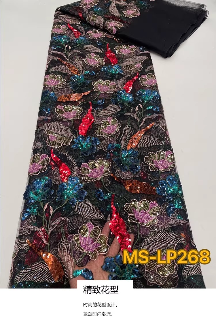 Embroidery Flower Pattern - 1yard luxe dubbele kleur kraal bloem
