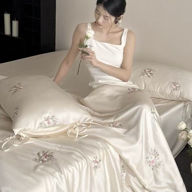Embroidery Quilt Cover - Luxe Frankrijk Stijl Lyocell Fiber Dekbedovertrek
