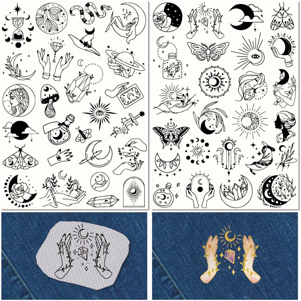Embroidery Stitch - 51 Stuks Boho Maan Zon Wateroplosbare