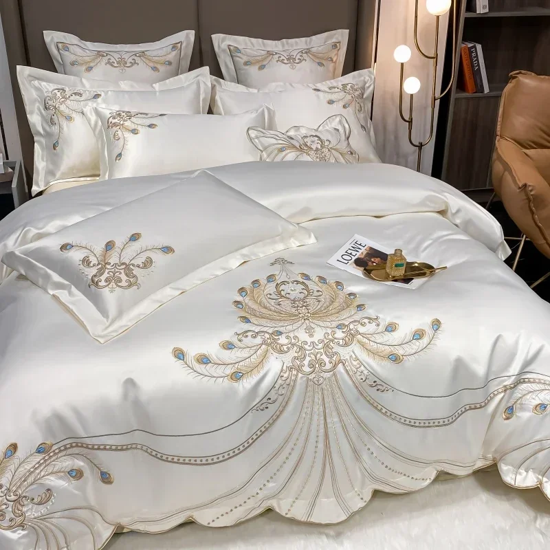 Luxe Gouden Veren Borduurwerk  - Embroidery Quilt Cover recensie en prijs