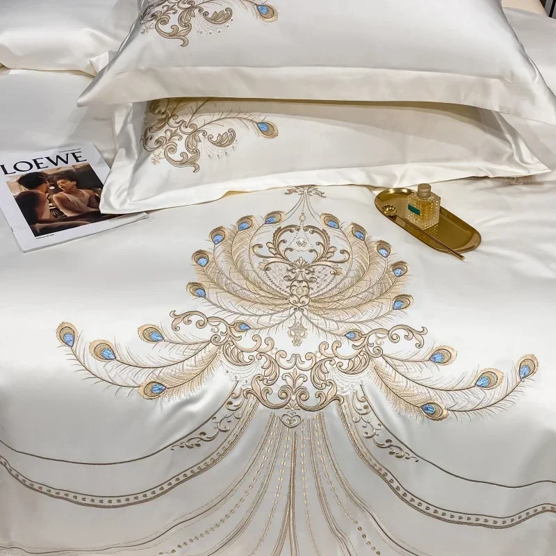 Luxe Gouden Veren Borduurwerk  - Embroidery Quilt Cover recensie en prijs