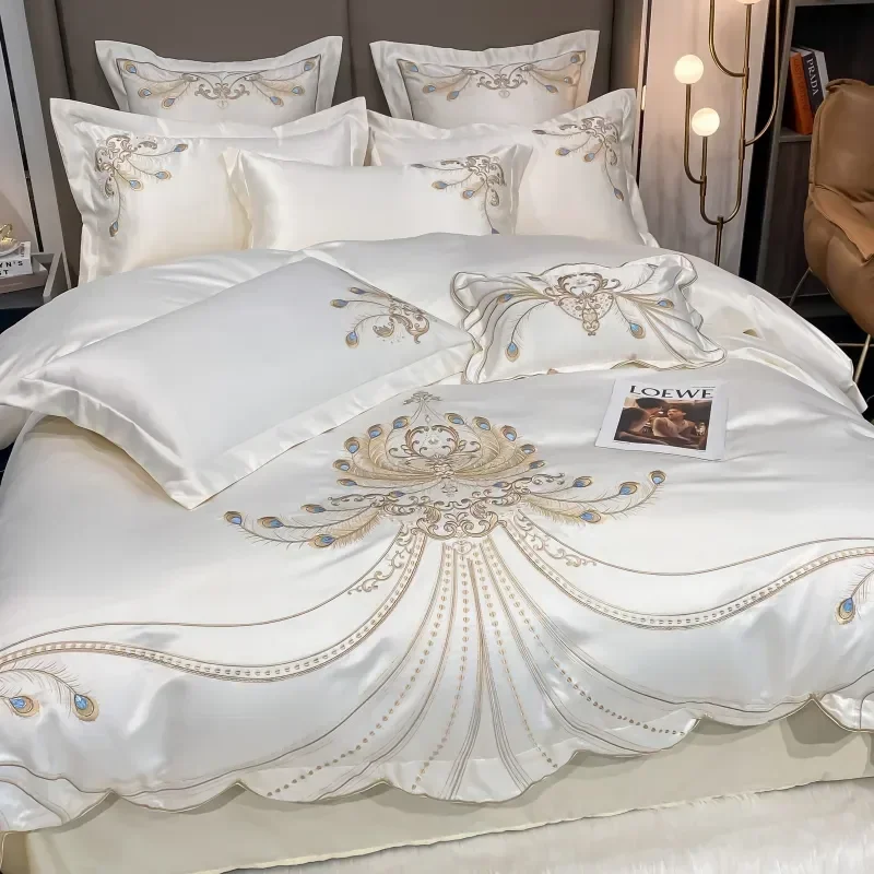Luxe Gouden Veren Borduurwerk  - Embroidery Quilt Cover recensie en prijs