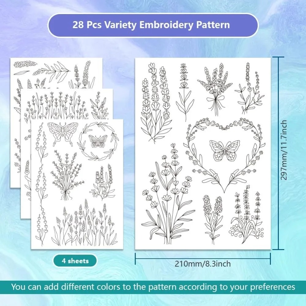 4 vellen lavendelbloem vlinder - Embroidery Sheet recensie en prijs