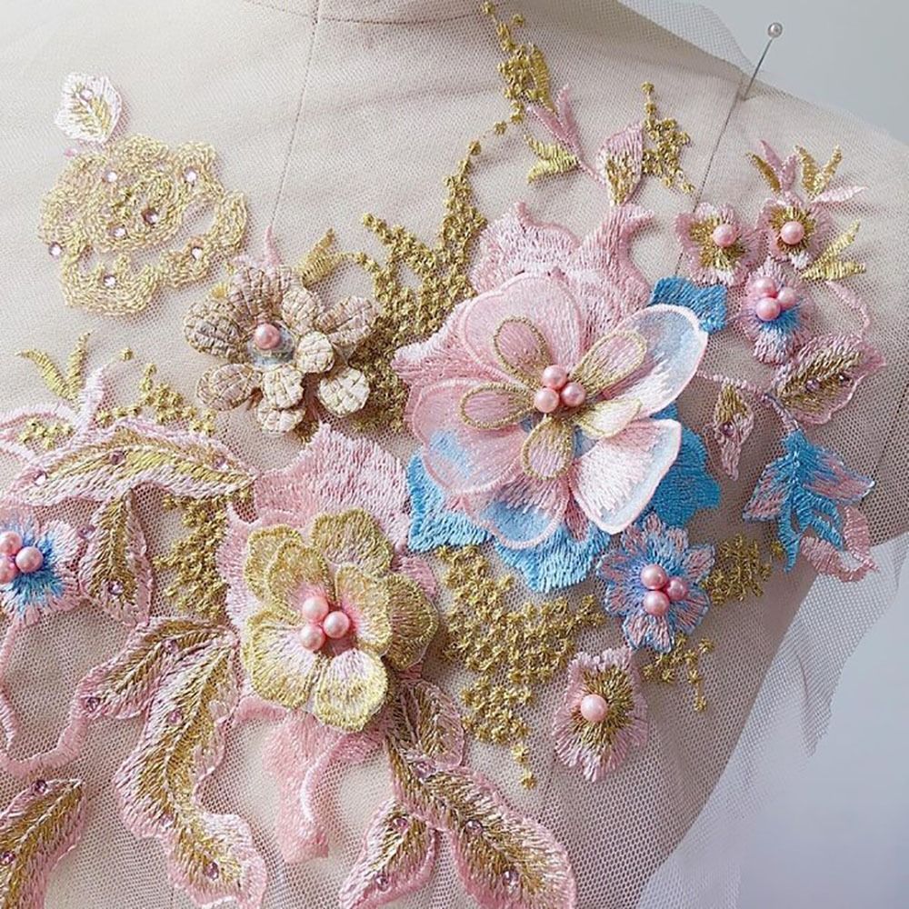 3D bloemen kralen kant stoffen - Embroidery Flower Pattern recensie en prijs
