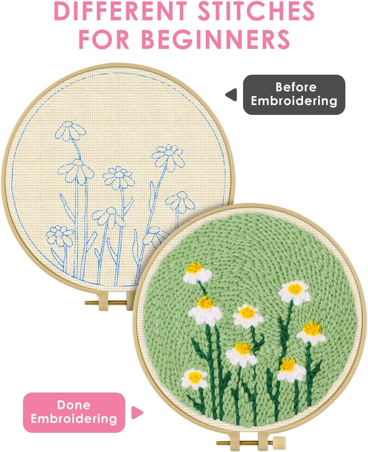 Punch Needle Kits Kleurrijke b - Embroidery Hoop Square recensie en prijs