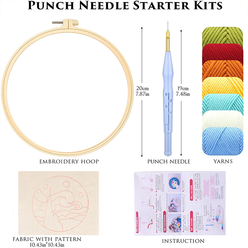 Punch Needle Borduurset voor V - Embroidery Hoop Square recensie en prijs