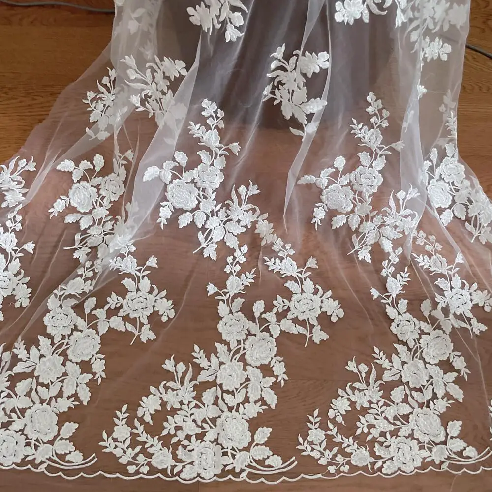 Franse geborduurde kantstof, m - Embroidery Flower Pattern recensie en prijs